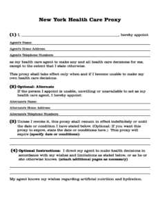 Health Care Proxy Form New York City Free Download