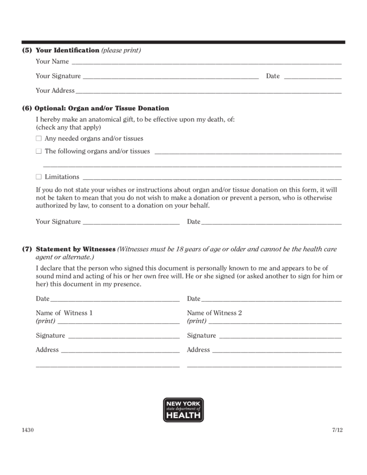 Health Care Proxy Form New York Free Download