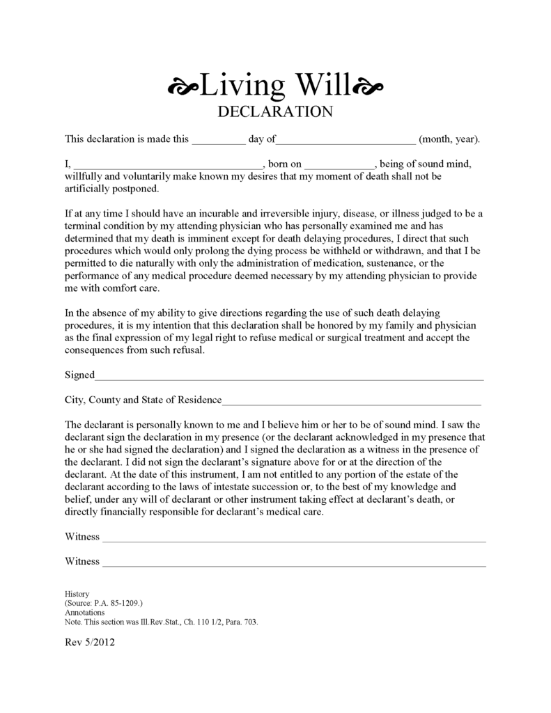 Illinois Living Will Form Fillable PDF Free Printable Living Will   Illinois Living Will Form Fillable Pdf Free Printable 12 791x1024 