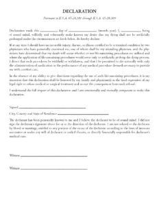 Kansas Living Will Form Free Printable Legal Forms