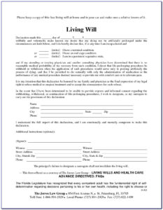 Living Will And Testament Form Free