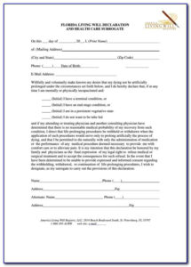 Living Will Form Florida Bar