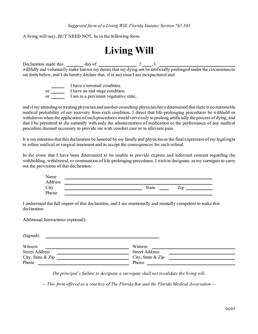 Living Will Forms Edit Fill Sign Online Handypdf