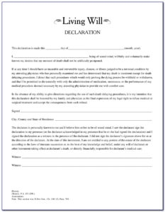 Living Will Forms Free Printable