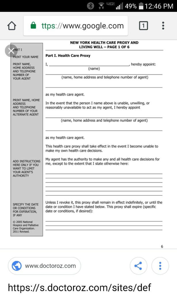 Hcp Form.pdf Living Will And Health Care Proxy Forms - Living Will Forms Free Printable