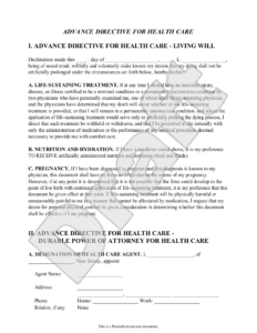Living Will NJ New Jersey Living Will Form Template