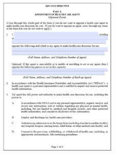 Maryland Living Will Form Advance Directive Living