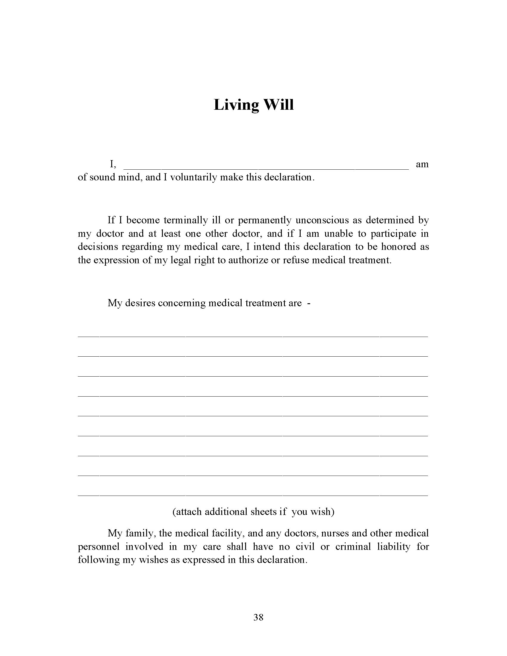 Michigan Living Will Form Fillable PDF Free Printable Living Will