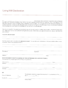 Nebraska Living Will Form Fillable PDF Free Printable