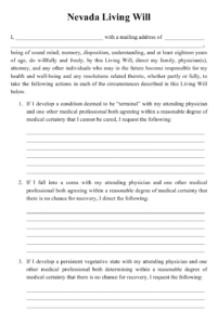 Nevada Living Will Download Printable PDF Templateroller