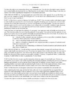 New Mexico Living Will Form Fillable PDF Free