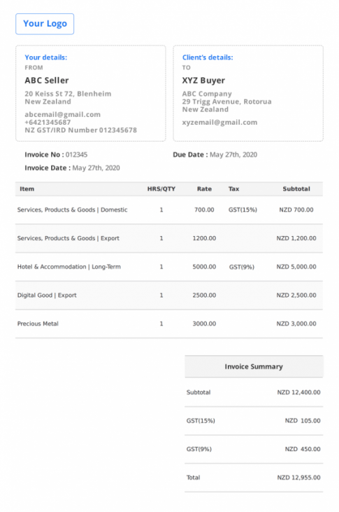 New Zealand Invoice Template Free Invoice Generator