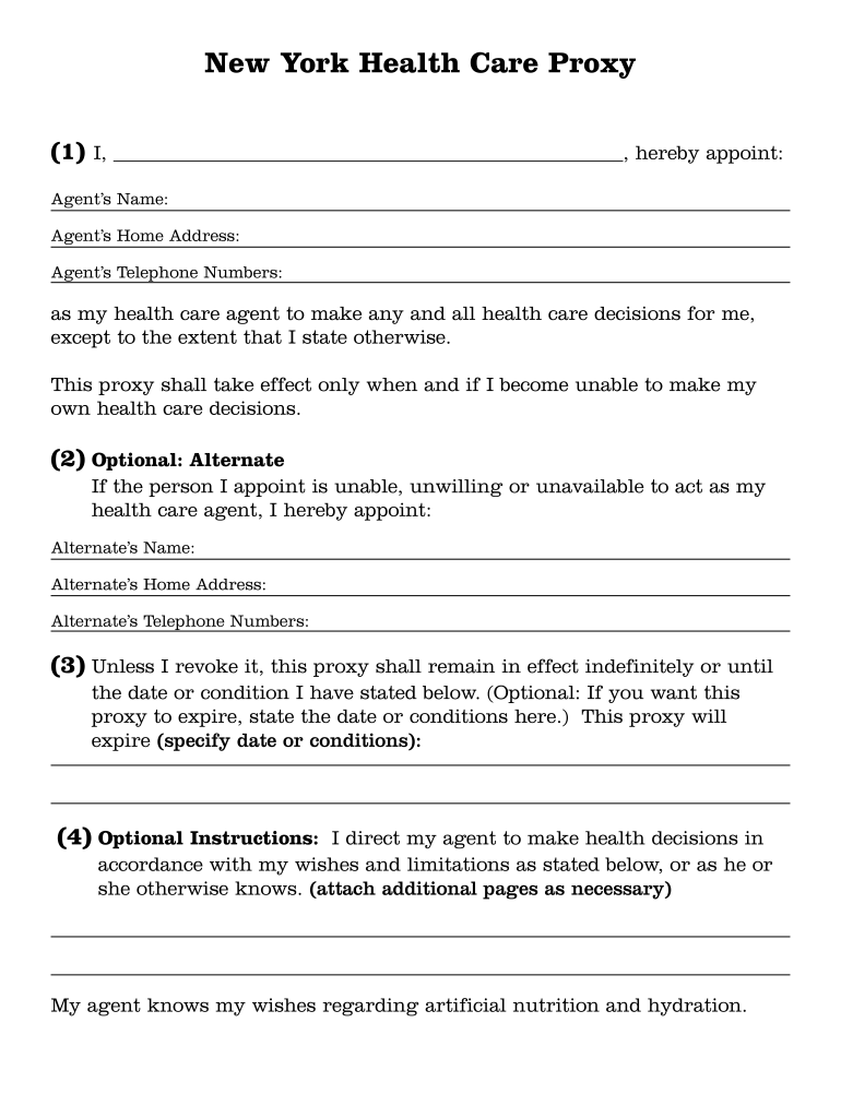 Nys Health Care Proxy Fill Online Printable Fillable 