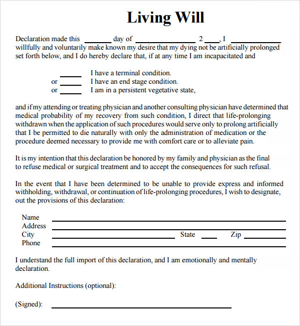 Living Will Forms Ohio Living Will Forms Free Printable