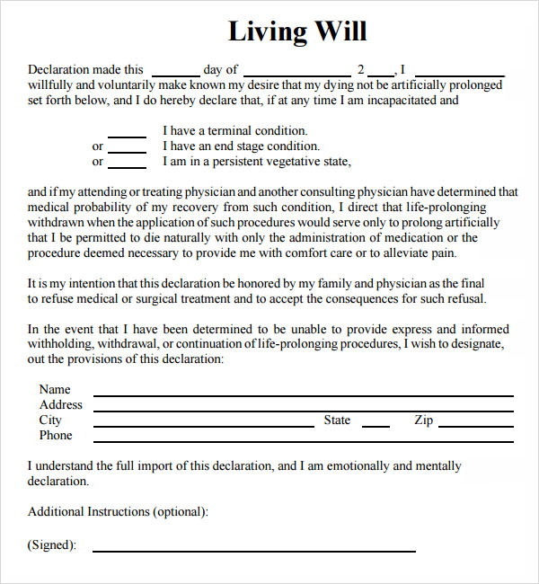Fillable State Of Ohio Living Will Declaration Template Living Will 