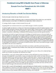 Pennsylvania Living Will And Medical Power Of Attorney