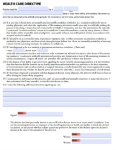 Washington Living Will Form Advance Directive Living